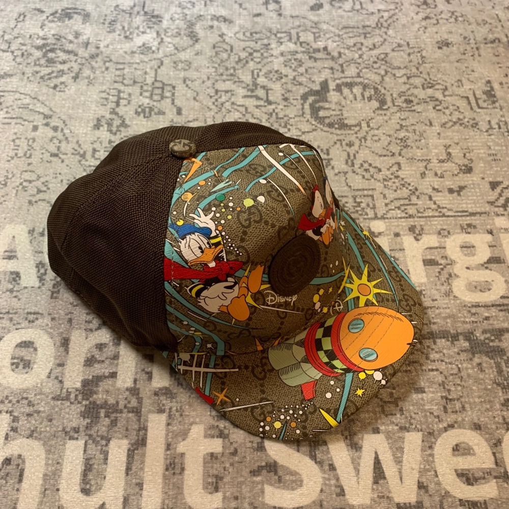 Gucci x Disney Donald Duck GG Supreme Hat Unisex Brown Excellent Made in Italy